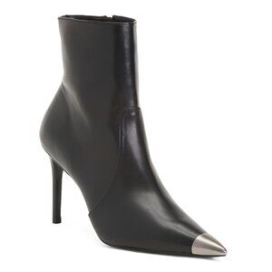 STUART WEITZMAN  Spain Leather Stretch Cap Toe 85 Zip Booties